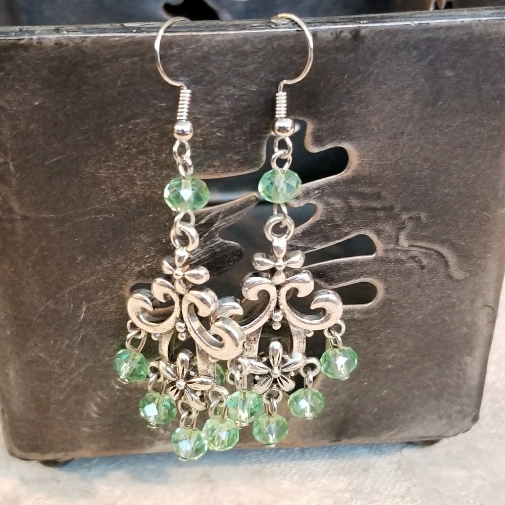 Victorian Crystal Scroll Dangle Earrings